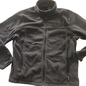 LL Bean Fleece Jacket Mens XL‎ Tall Black Full Zip Stand Collar Pockets Warm